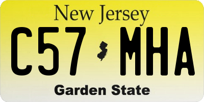 NJ license plate C57MHA