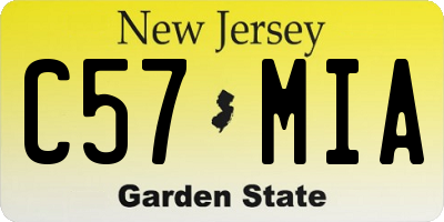NJ license plate C57MIA