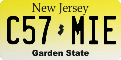 NJ license plate C57MIE