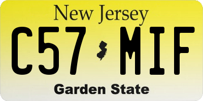 NJ license plate C57MIF