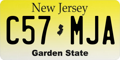 NJ license plate C57MJA