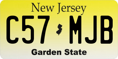 NJ license plate C57MJB