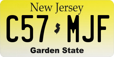 NJ license plate C57MJF