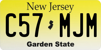NJ license plate C57MJM