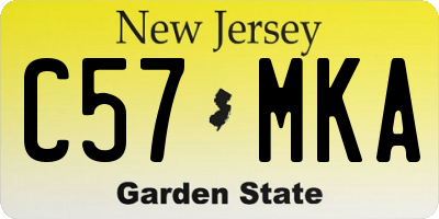 NJ license plate C57MKA