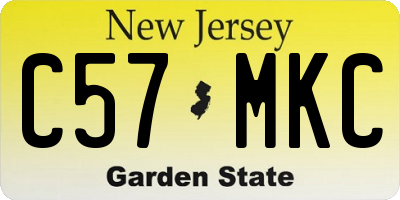 NJ license plate C57MKC