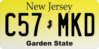 NJ license plate C57MKD
