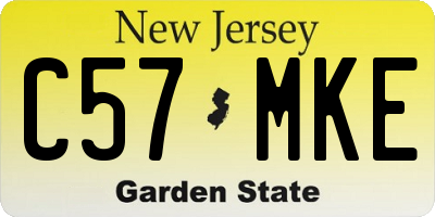 NJ license plate C57MKE