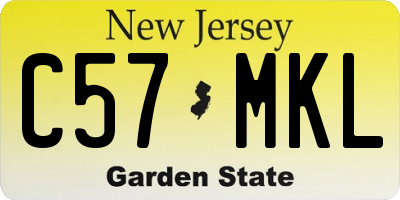 NJ license plate C57MKL