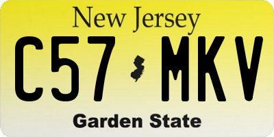 NJ license plate C57MKV