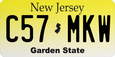 NJ license plate C57MKW