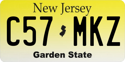 NJ license plate C57MKZ