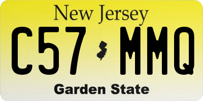 NJ license plate C57MMQ