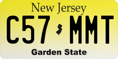 NJ license plate C57MMT