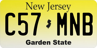 NJ license plate C57MNB