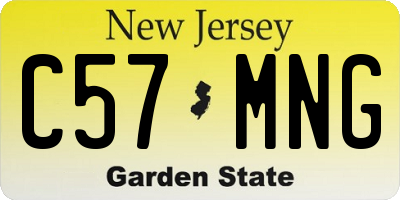 NJ license plate C57MNG