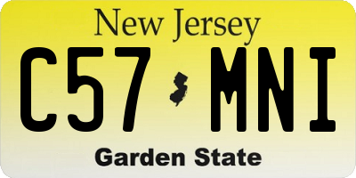 NJ license plate C57MNI