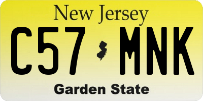 NJ license plate C57MNK