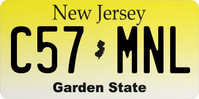 NJ license plate C57MNL