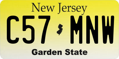 NJ license plate C57MNW