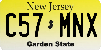 NJ license plate C57MNX