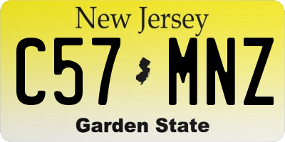 NJ license plate C57MNZ
