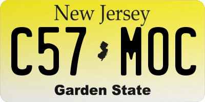 NJ license plate C57MOC