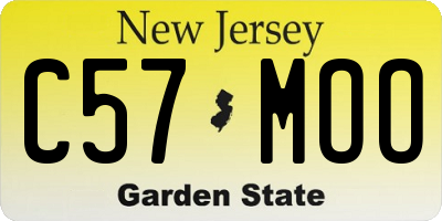 NJ license plate C57MOO