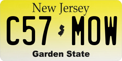 NJ license plate C57MOW