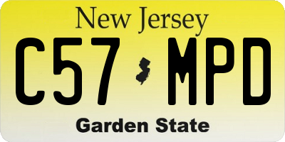 NJ license plate C57MPD