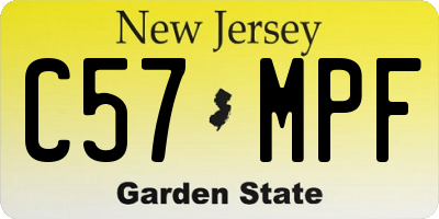 NJ license plate C57MPF