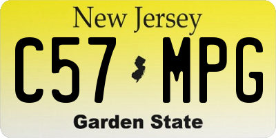 NJ license plate C57MPG