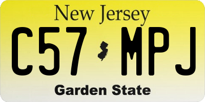 NJ license plate C57MPJ