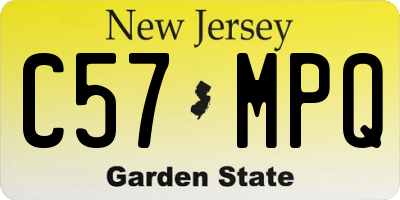 NJ license plate C57MPQ