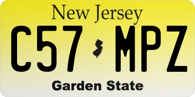 NJ license plate C57MPZ