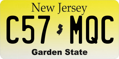 NJ license plate C57MQC