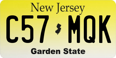 NJ license plate C57MQK