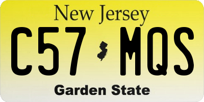 NJ license plate C57MQS