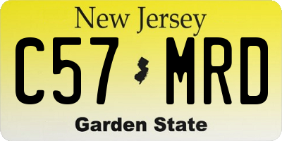 NJ license plate C57MRD
