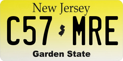 NJ license plate C57MRE