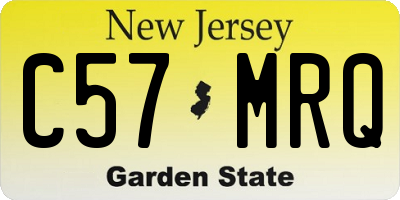 NJ license plate C57MRQ