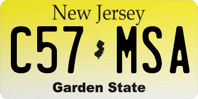 NJ license plate C57MSA