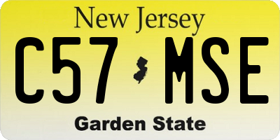 NJ license plate C57MSE