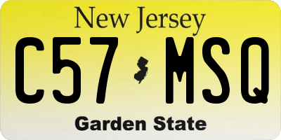 NJ license plate C57MSQ