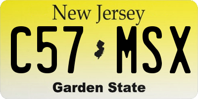 NJ license plate C57MSX
