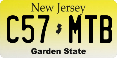 NJ license plate C57MTB