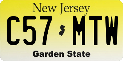NJ license plate C57MTW