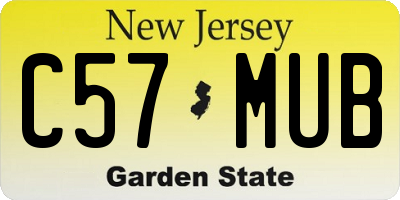 NJ license plate C57MUB