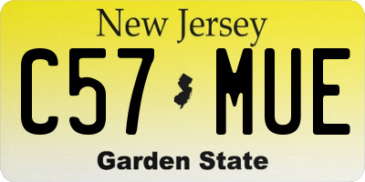 NJ license plate C57MUE