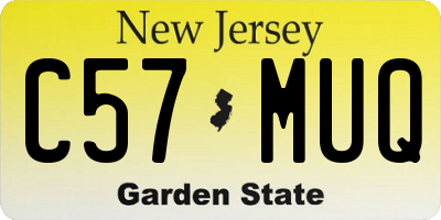 NJ license plate C57MUQ